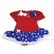 American's Birthday Red Baby Bodysuit Patriotic American Star Pettiskirt & Red White Royal Blue Vintage Garden Rosettes Lacing JS4532